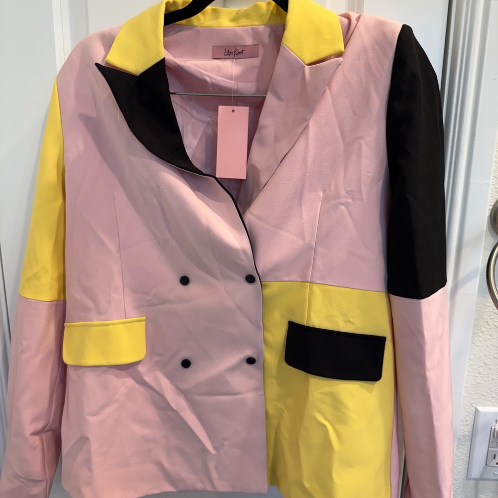 Colorblock Women's Suit by - Pink, Yellow, and Black